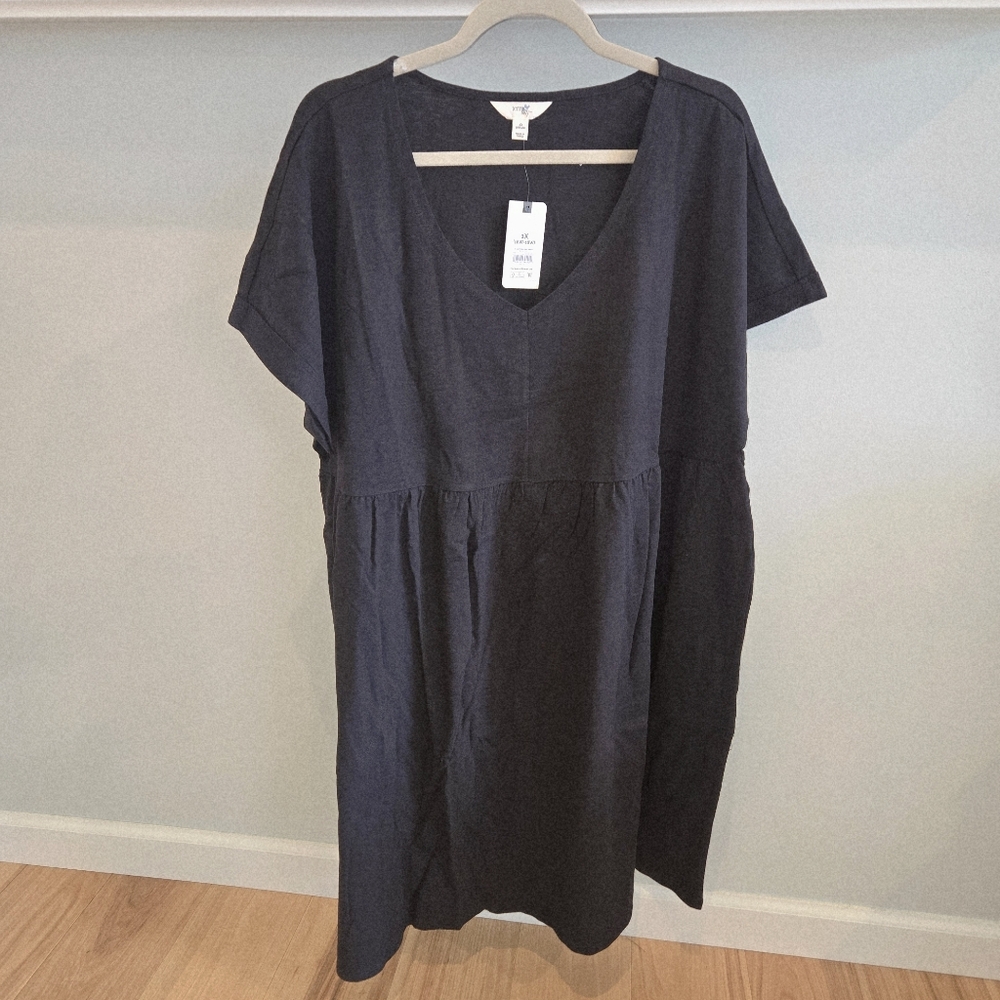 Terra & Sky Black Knit Dress with Pockets NWT 1X